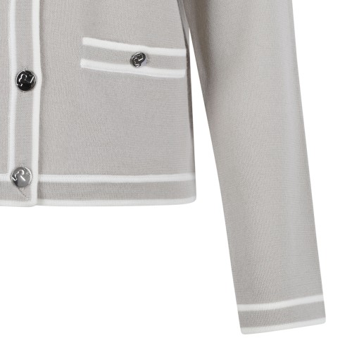 Gray and New Ivory Kendra Merino Wool Cardigan