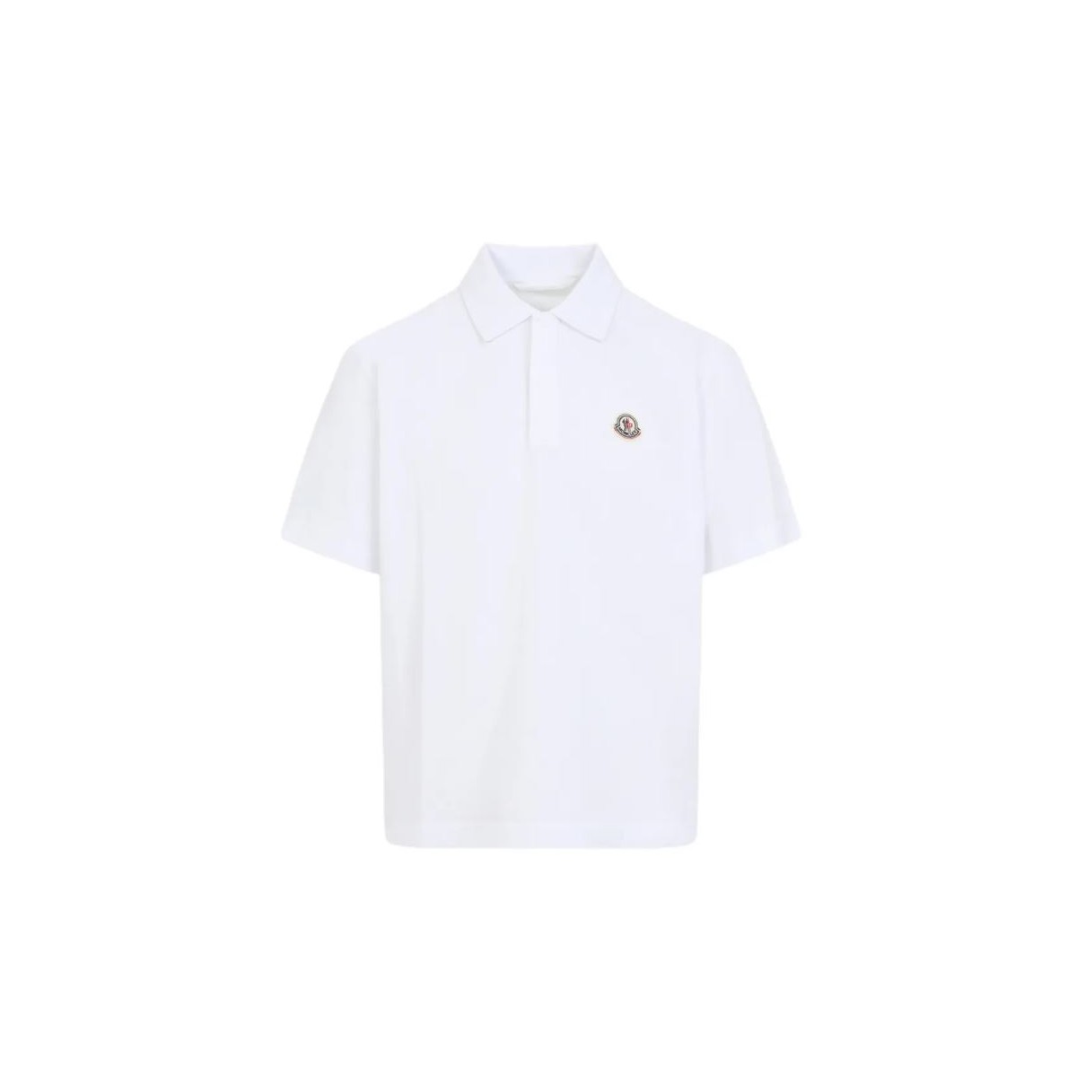 Moncler White Cotton Pique Polo Shirt