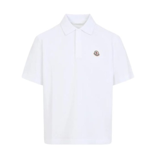 Moncler White Cotton Pique Polo Shirt