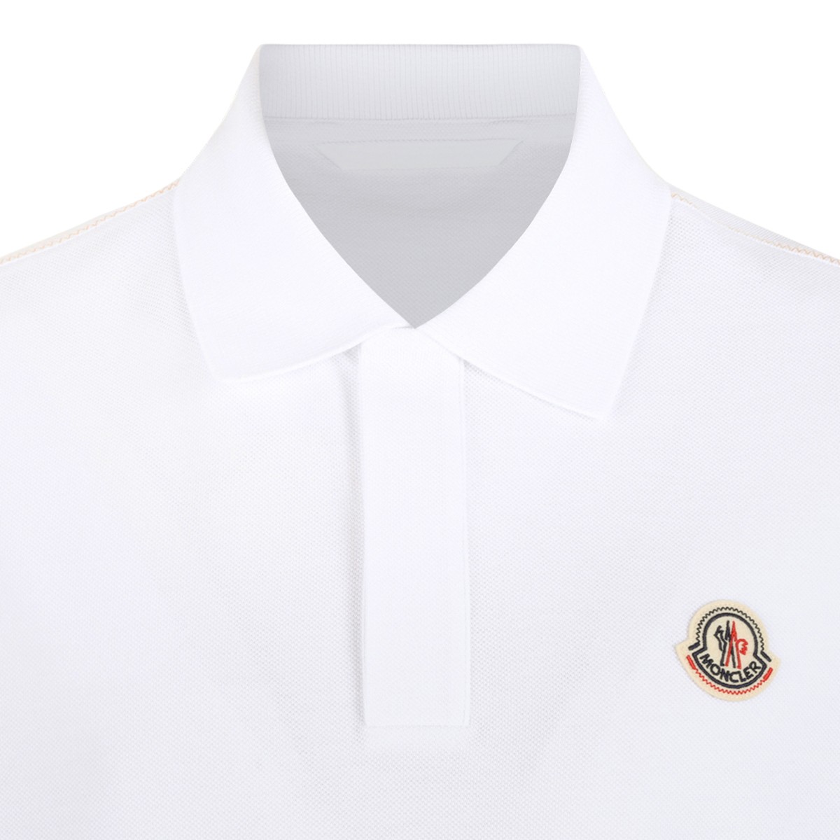 Moncler White Cotton Pique Polo Shirt