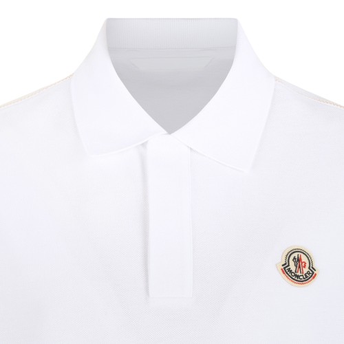 Moncler White Cotton Pique Polo Shirt