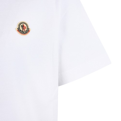 Moncler White Cotton Pique Polo Shirt