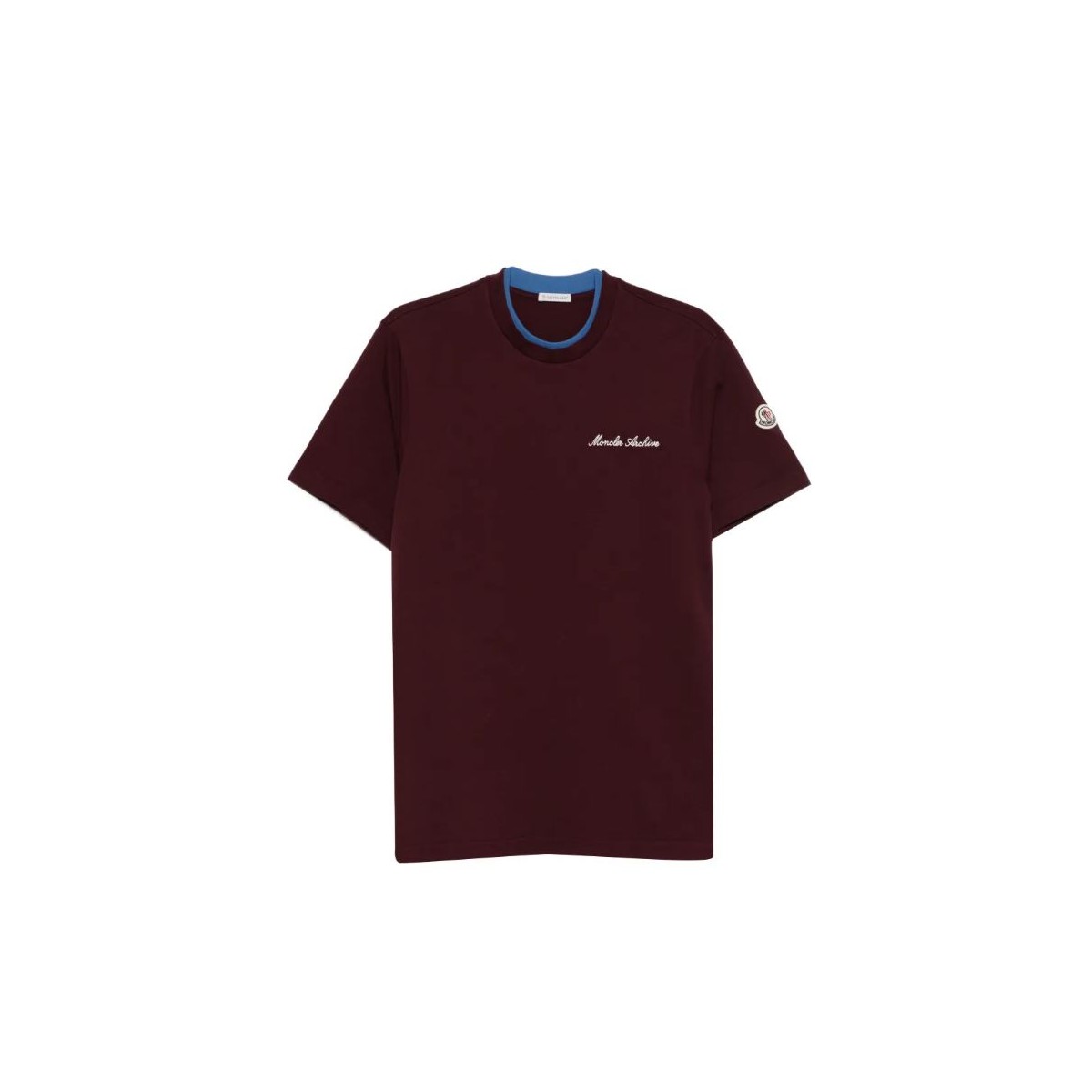 Moncler Burgundy Logo Cotton T-Shirt.