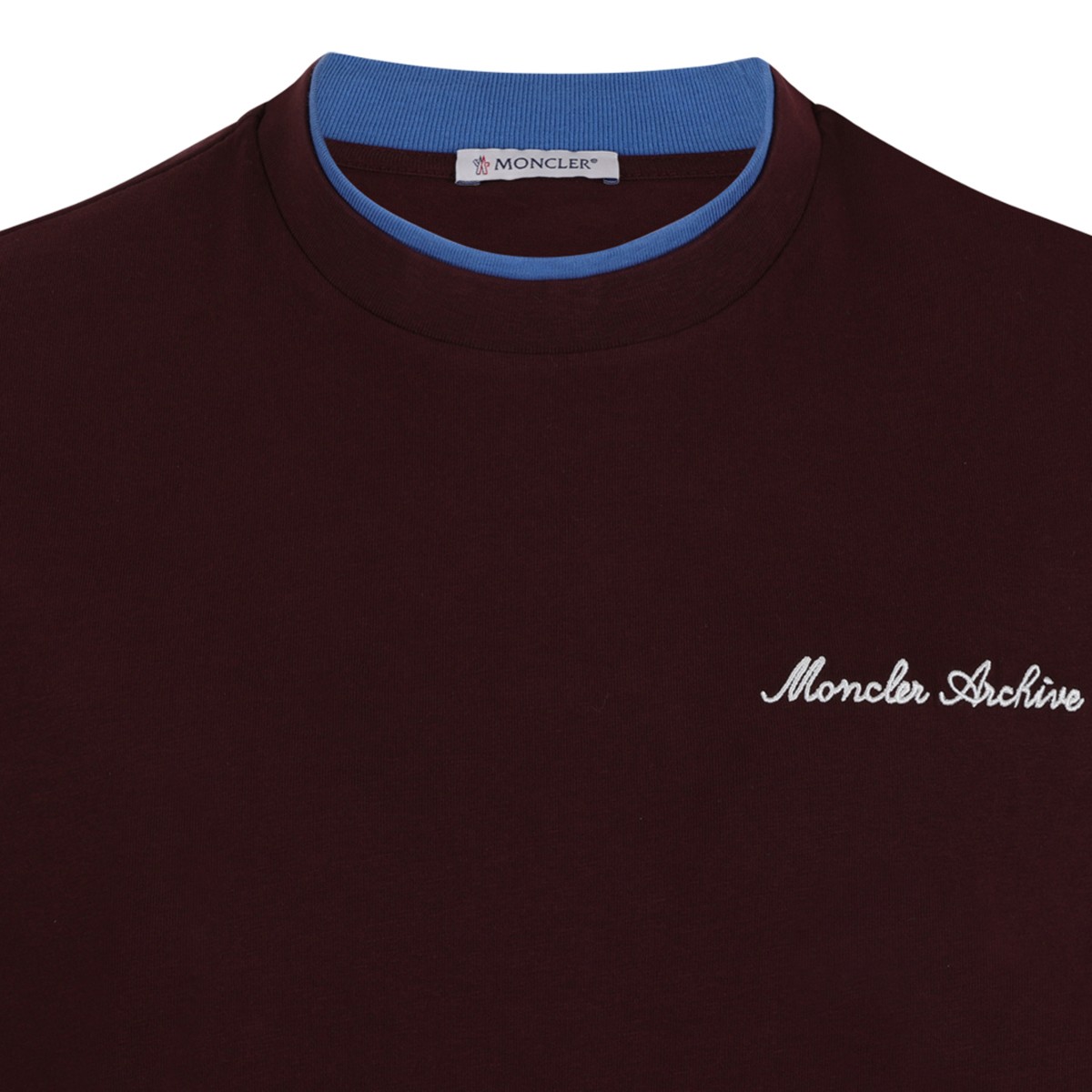 Moncler Burgundy Logo Cotton T-Shirt.