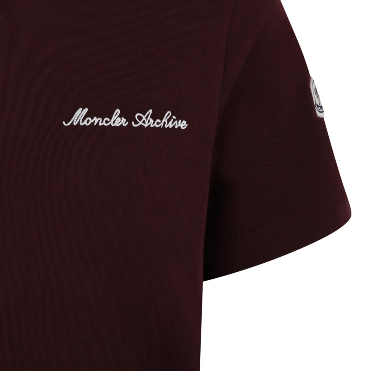Moncler Burgundy Logo Cotton T-Shirt.
