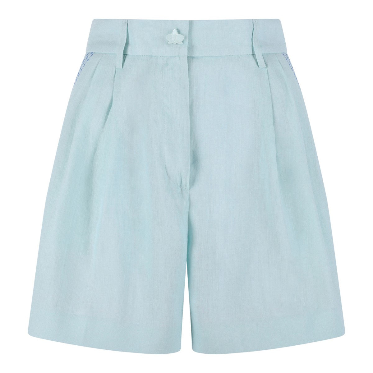 Canal Green Linen Tailored Shorts