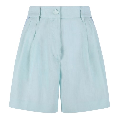 Canal Green Linen Tailored Shorts