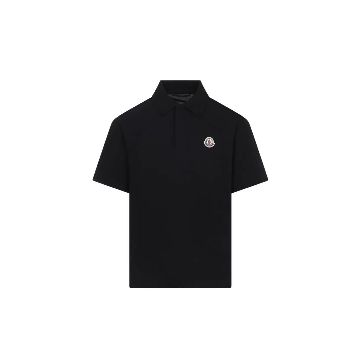 Moncler Black Cotton Piqu Polo Shirt.