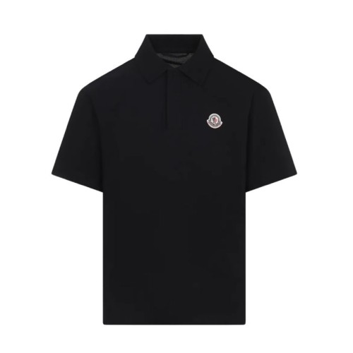 Moncler Black Cotton Piqu Polo Shirt.