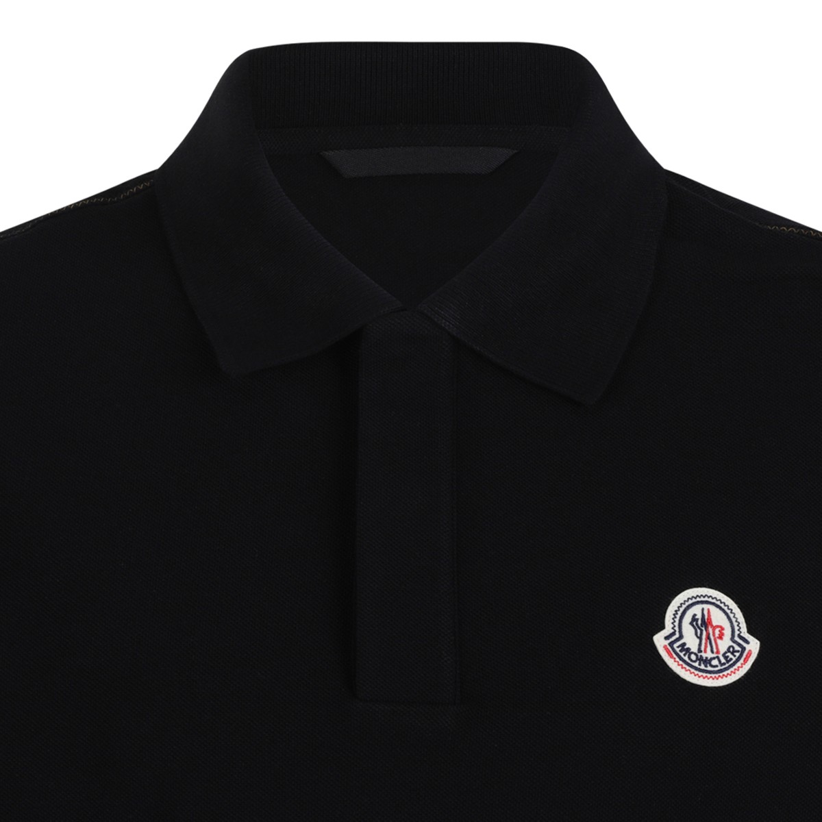 Moncler Black Cotton Piqu Polo Shirt.