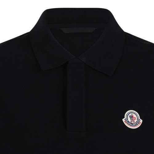 Moncler Black Cotton Piqu Polo Shirt.