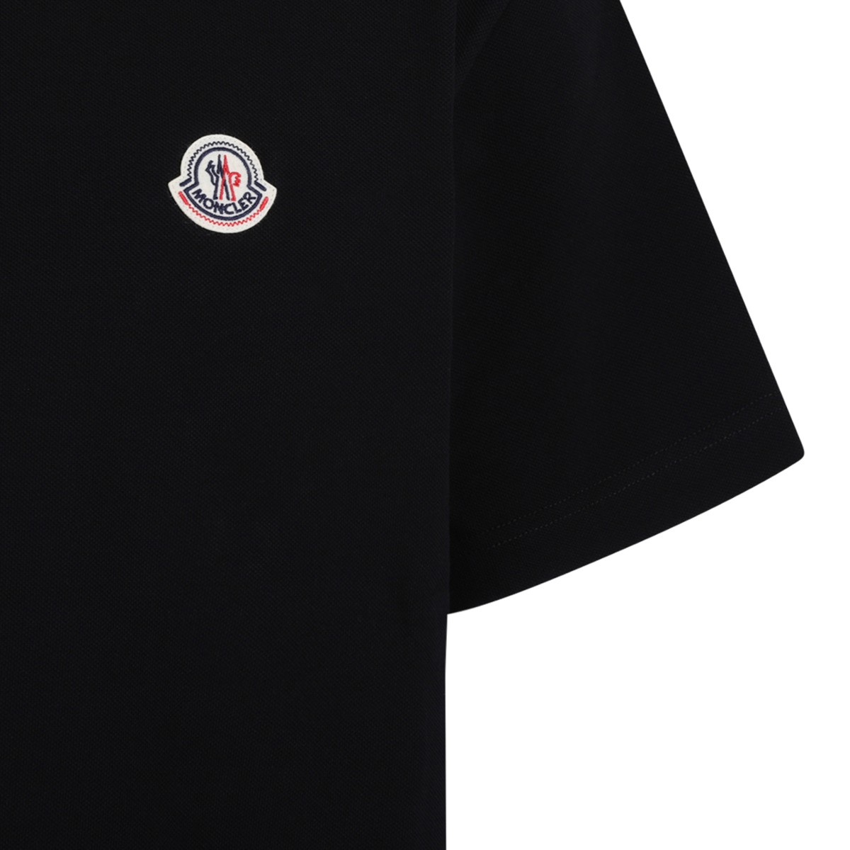 Moncler Black Cotton Piqu Polo Shirt.