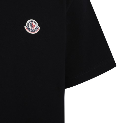 Moncler Black Cotton Piqu Polo Shirt.