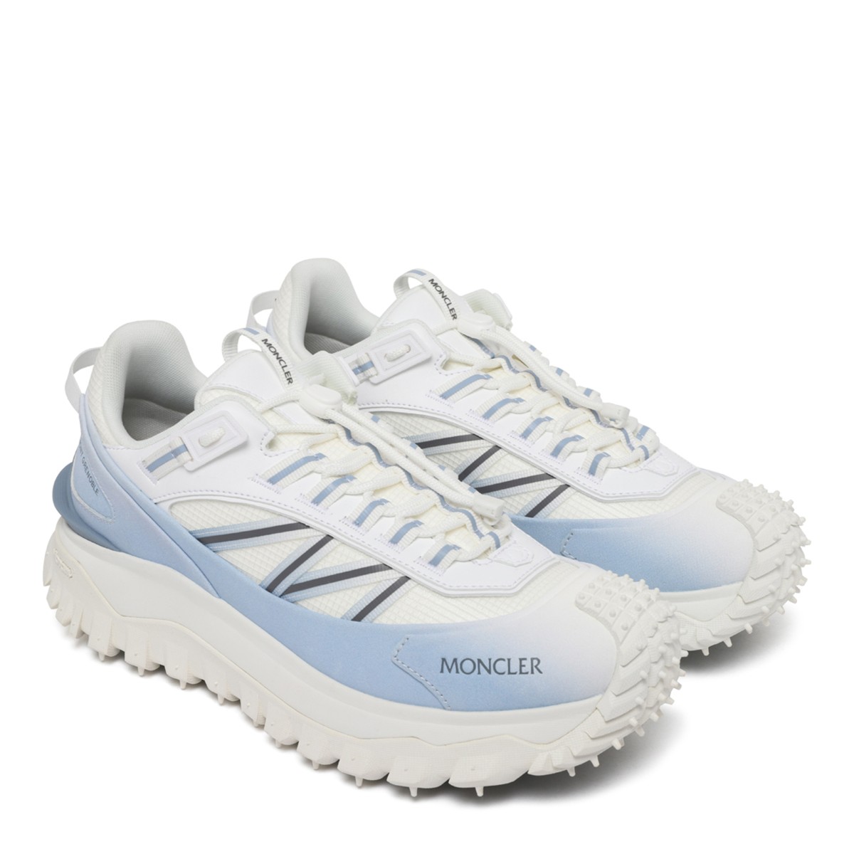 White Leather and Mesh Sneakers