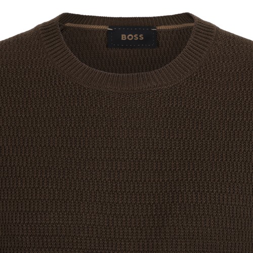 Boss Camel Brown Crew Neck Knit Sweater.