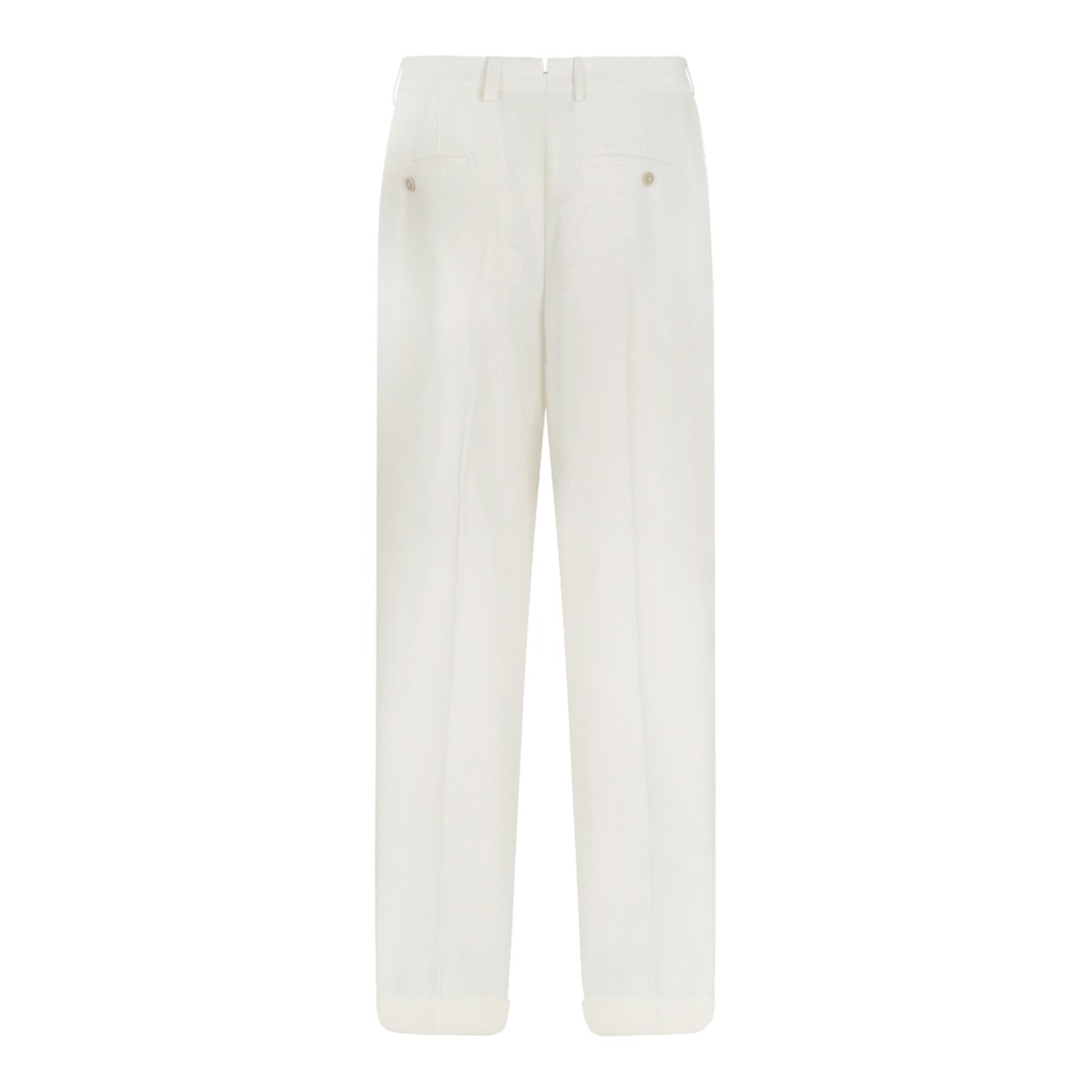 Open White Tailored Wool Trousers