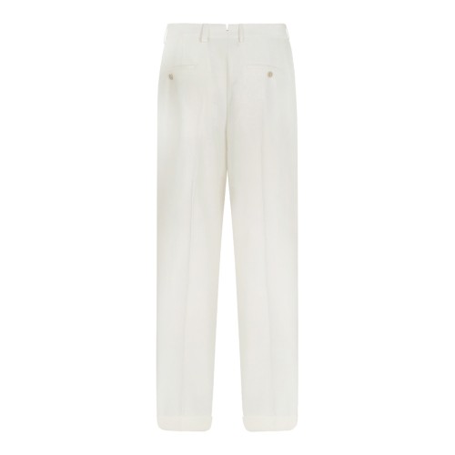 Open White Tailored Wool Trousers
