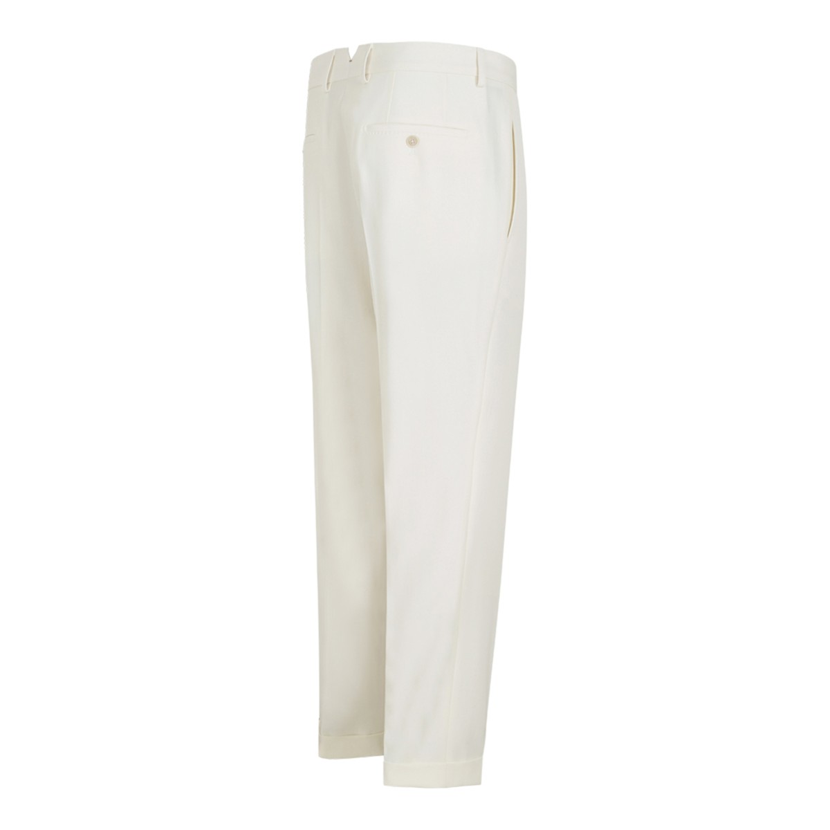 Open White Tailored Wool Trousers