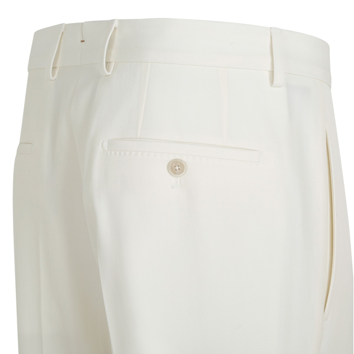 Open White Tailored Wool Trousers
