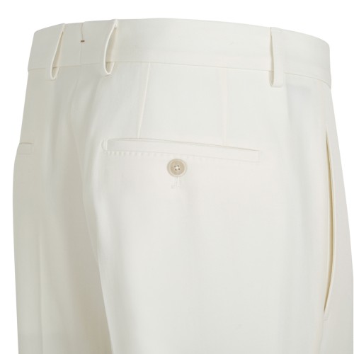 Open White Tailored Wool Trousers