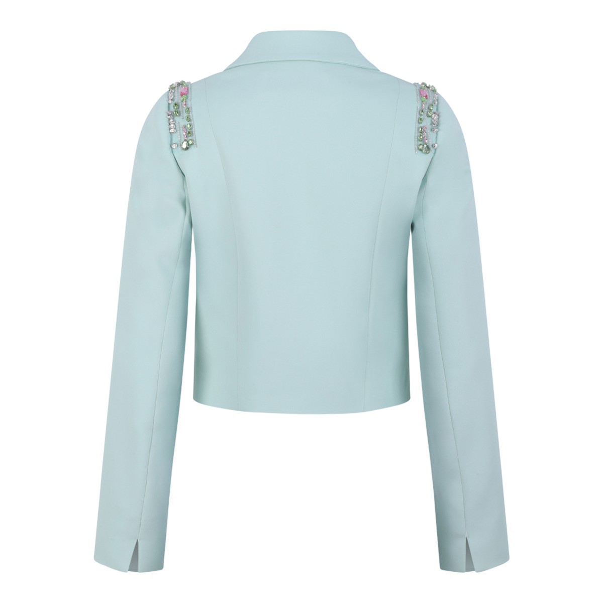 Genny Light Blue Cropped Embellished Blazer.