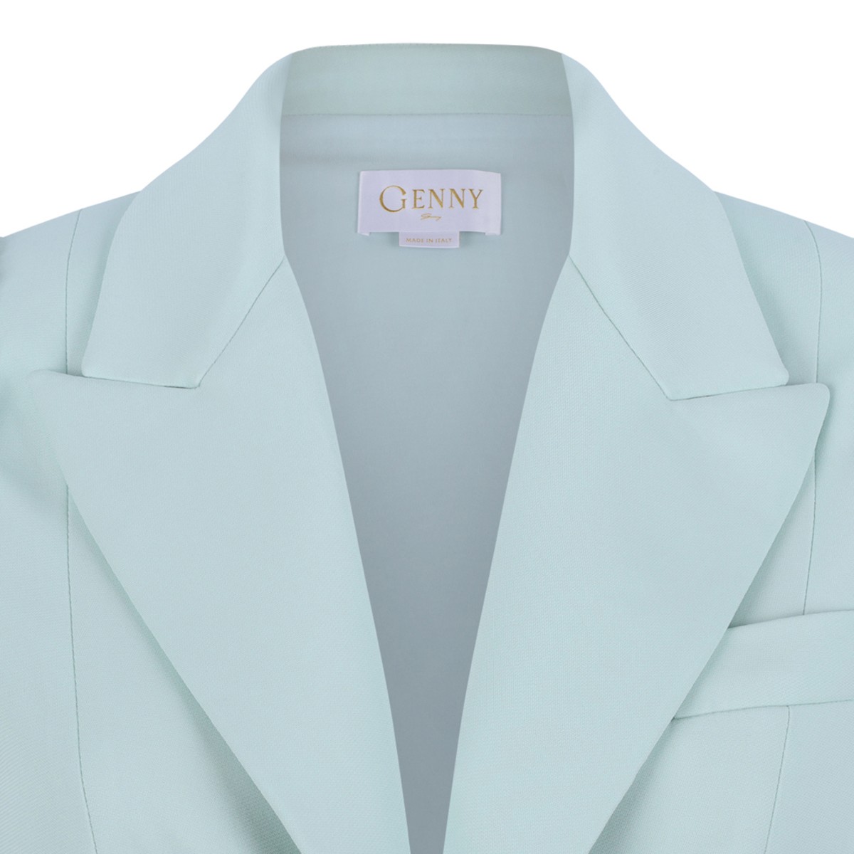 Genny Light Blue Cropped Embellished Blazer.