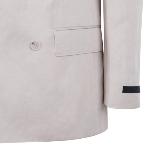 Open Grey Double-Breasted Blazer