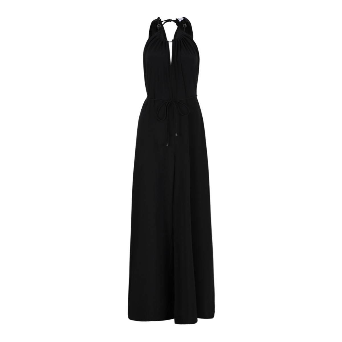 Black Draped Long Jumpsuit