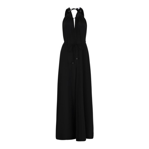 Black Draped Long Jumpsuit