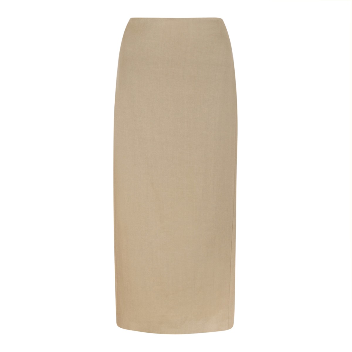 Beige Linen Midi Skirt