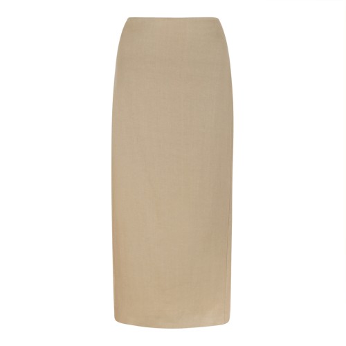 Beige Linen Midi Skirt