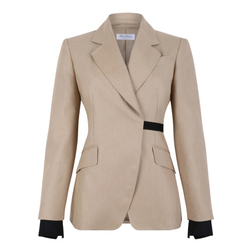 Beige Linen Tailored Blazer