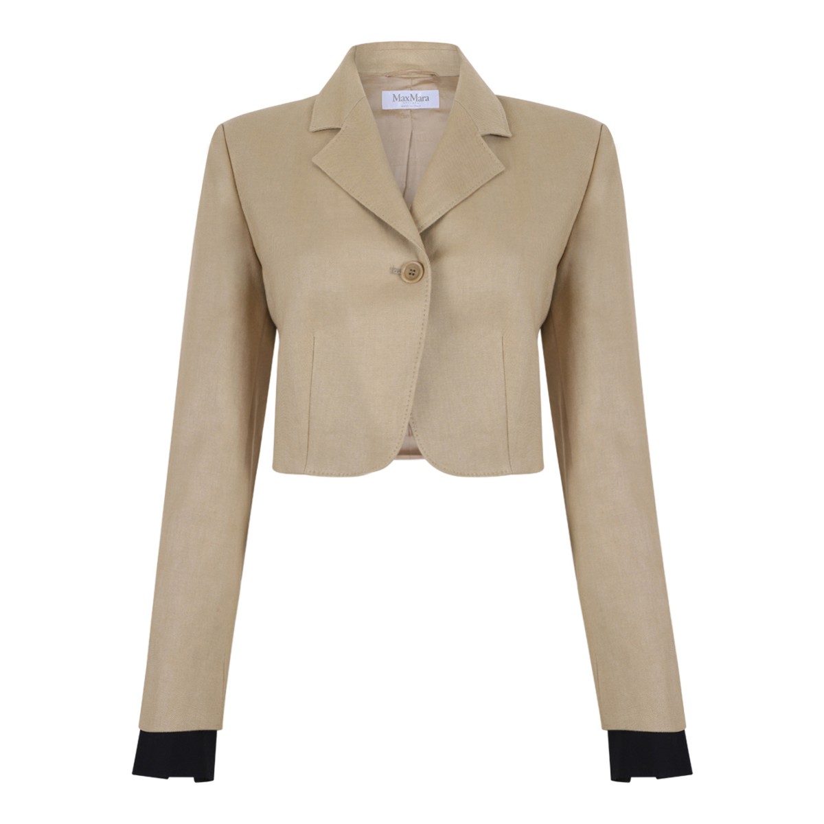 Beige Linen Tailored Jacket