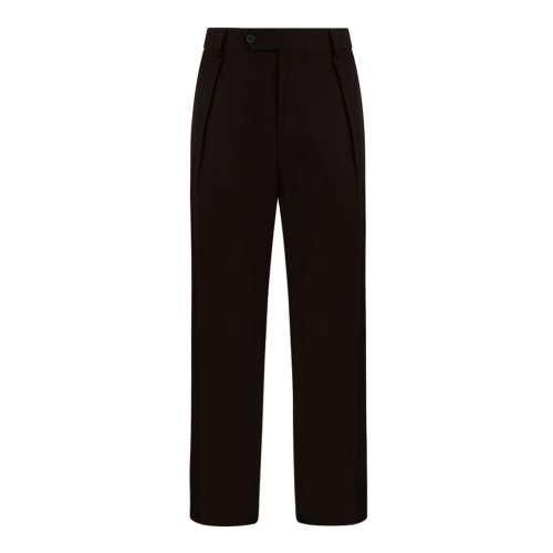 Boss x David Beckham Dark Brown Pleated Tailored Trousers.