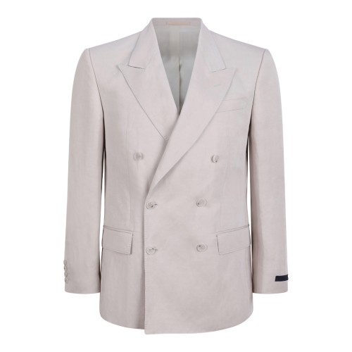 Open Grey Double-Breasted Blazer