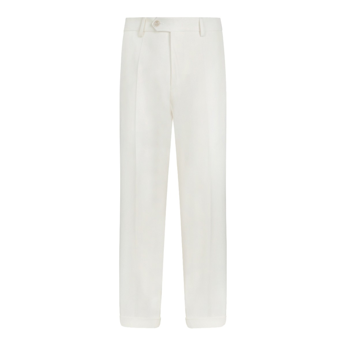 Open White Tailored Wool Trousers
