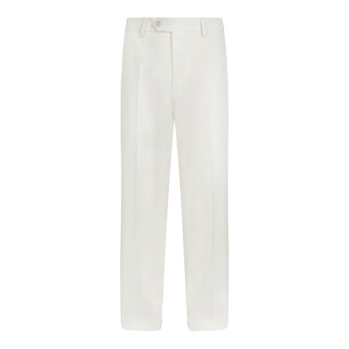 Open White Tailored Wool Trousers