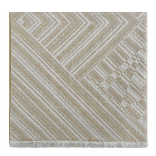 Taupe Wool and Silk Geometric Stole