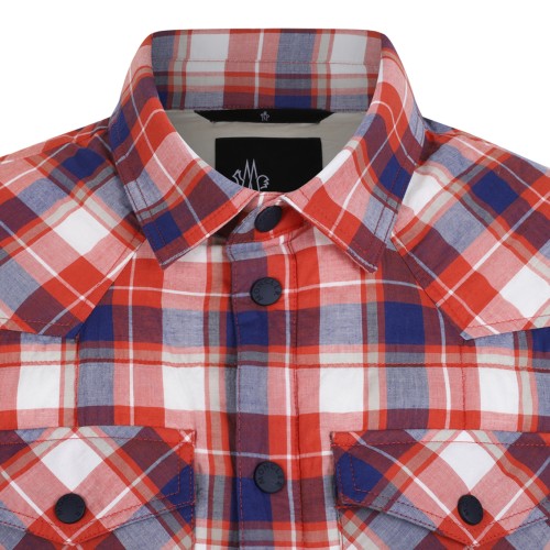 Moncler Red and Blue Check Cotton Shirt.