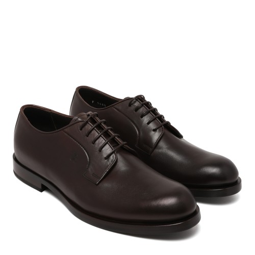 Fabi Dark Brown Leather Derby Shoes. 2