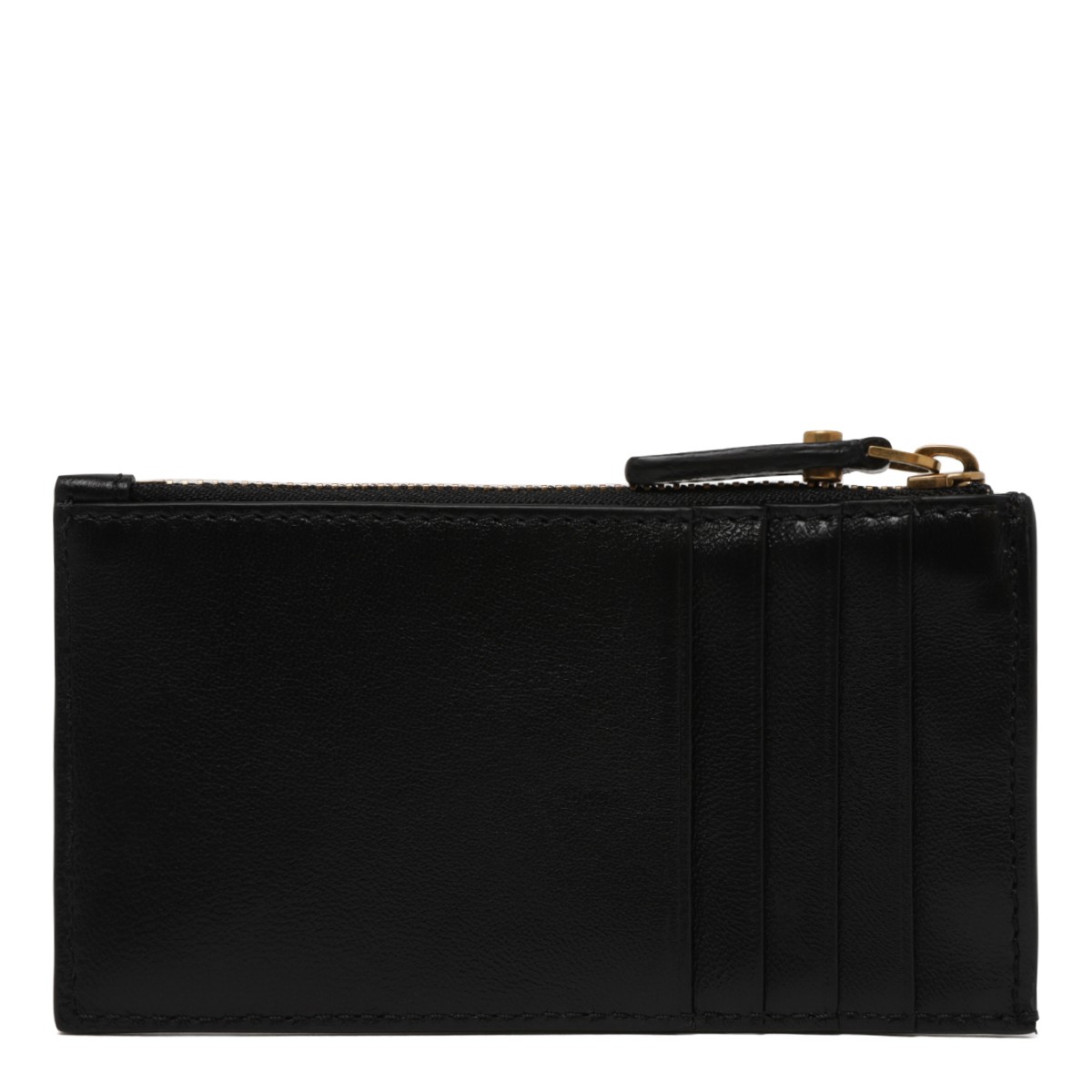 Versace Black Lamb Leather Zip Card Case.