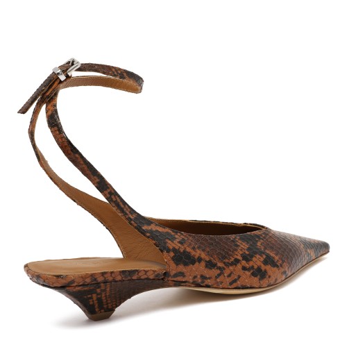 Vic Mati Python-Effect Leather Pointed Slingback Pumps.