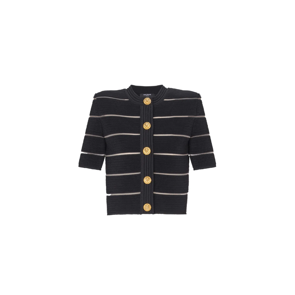 Balmain Black Striped Knit Cardigan.