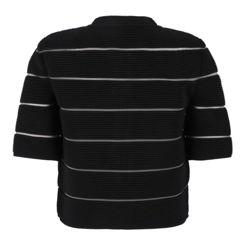 Balmain Black Striped Knit Cardigan. 2
