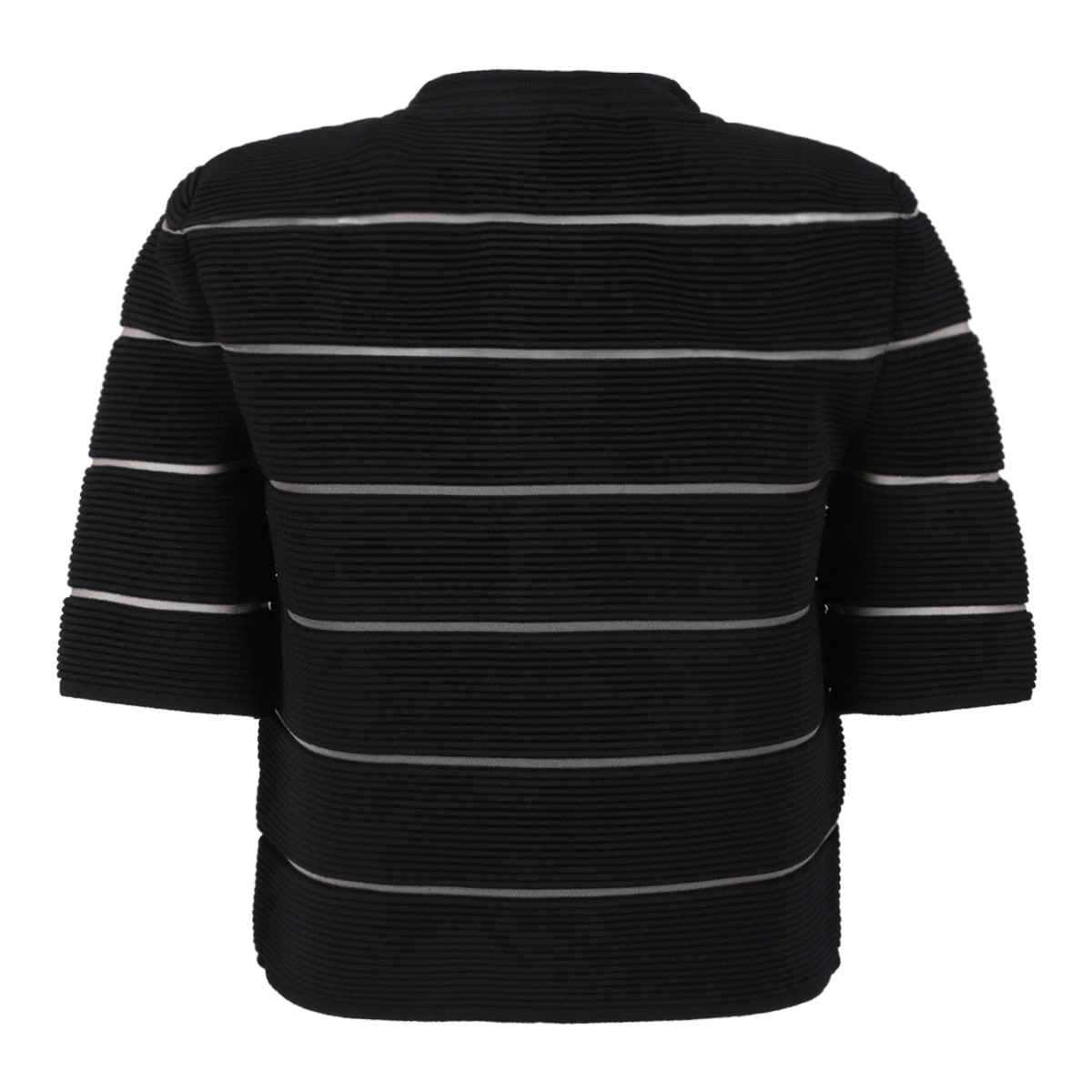 Balmain Black Striped Knit Cardigan.