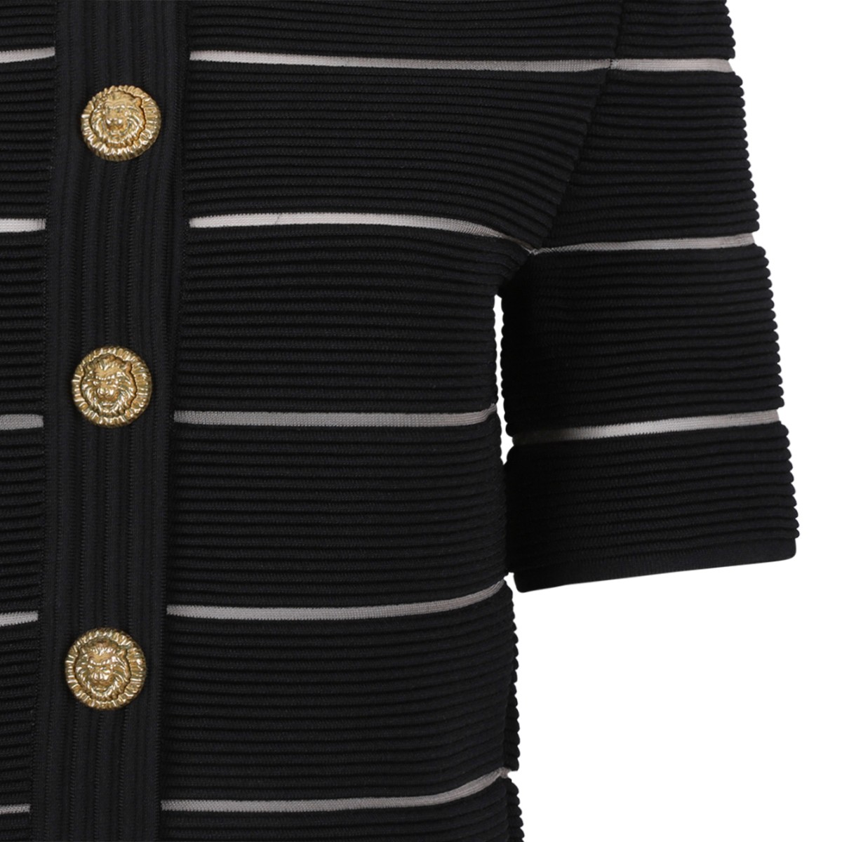 Balmain Black Striped Knit Cardigan.