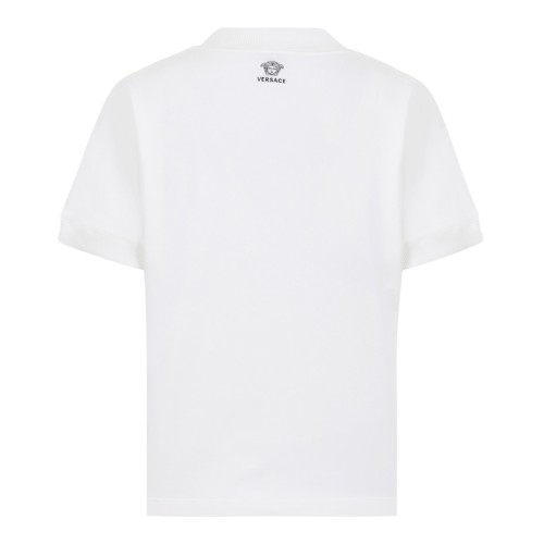 Versace White Cotton T-Shirt with Medusa Detail. 2