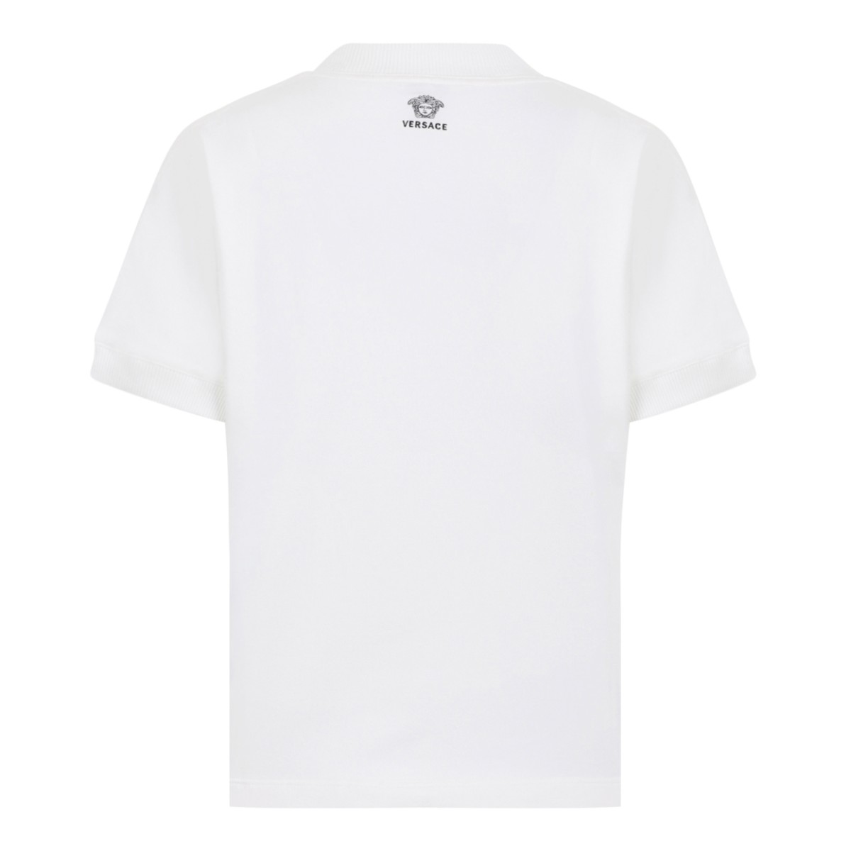 Versace White Cotton T-Shirt with Medusa Detail.
