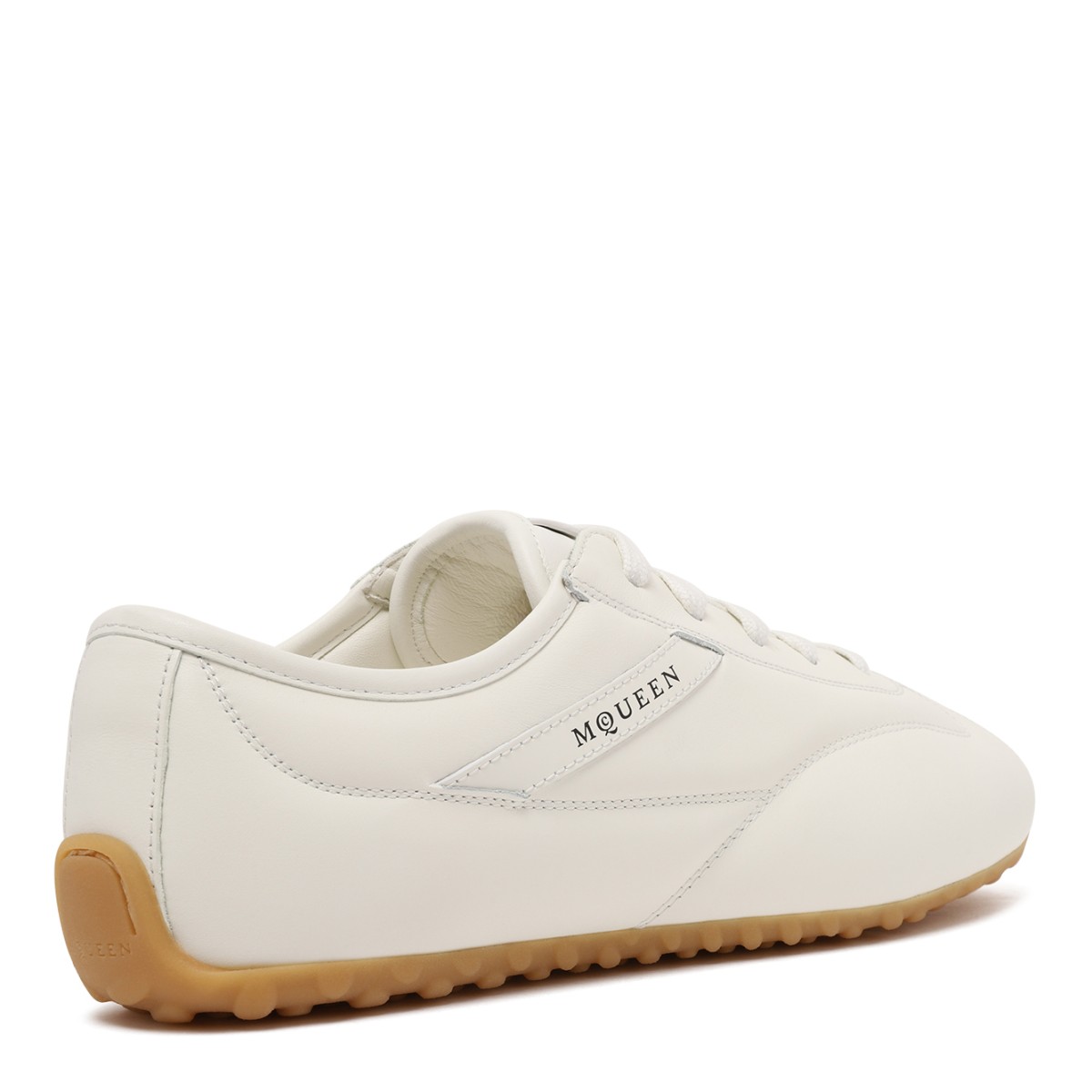 Alexander McQueen White Leather Low-Profile Sneakers.