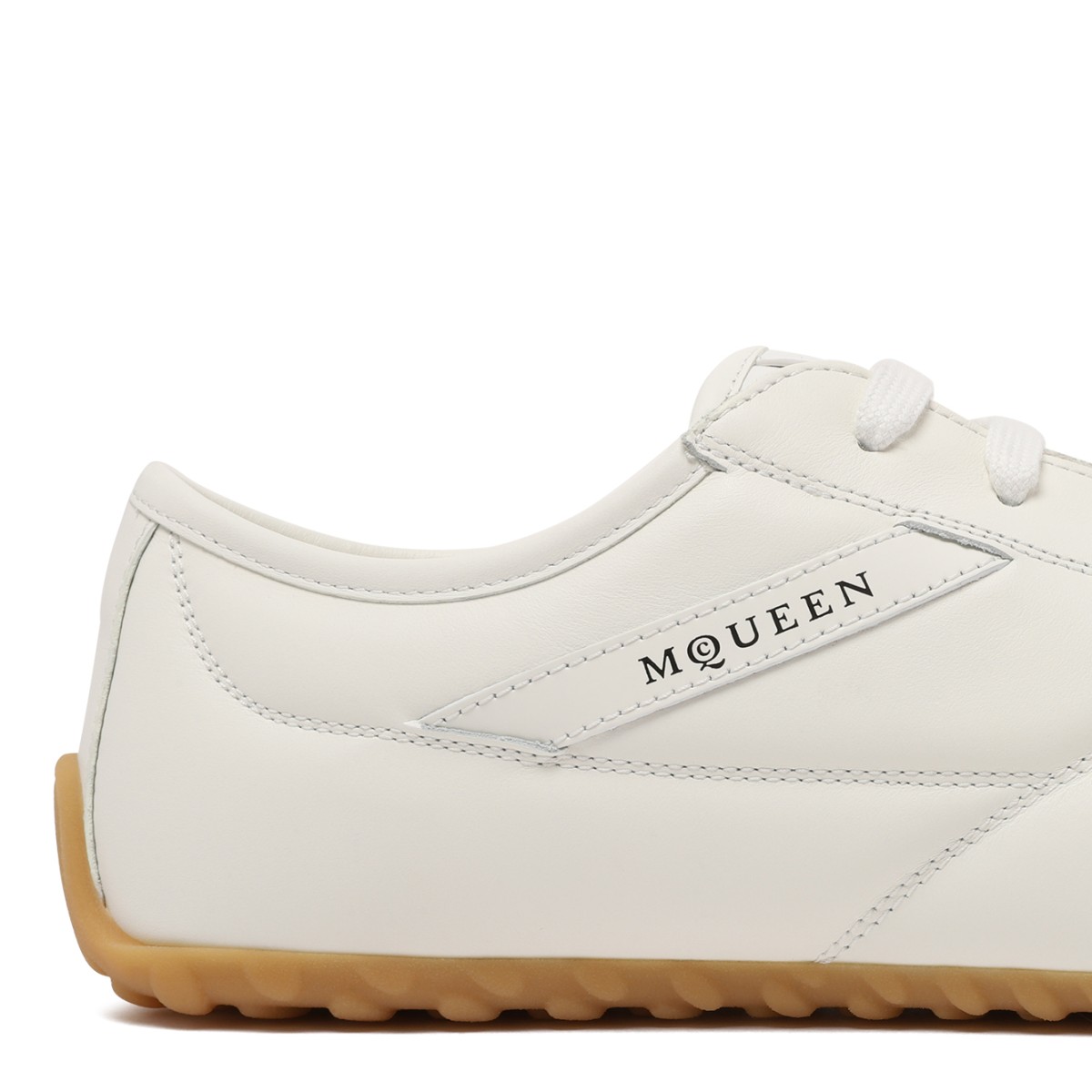 Alexander McQueen White Leather Low-Profile Sneakers.